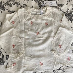 Blouse, long sleeves, with embroidered flowers, tartine et chocolat, 2y